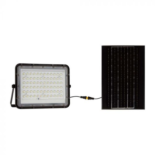 V-Tac 15W Solar flomlys LED - Svart, inkl. solcelle, fjernkontroll, innebygd batteri, IP65