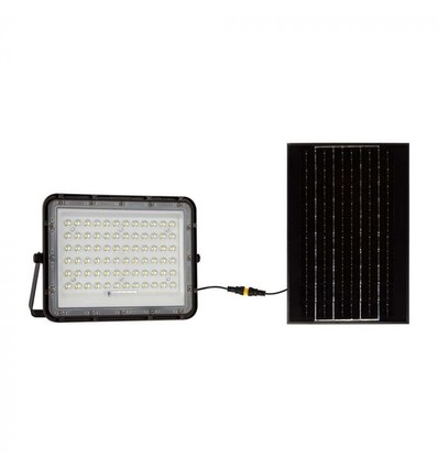 V-Tac 15W Solar flomlys LED - Svart, inkl. solcelle, fjernkontroll, innebygd batteri, IP65