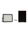 V-Tac 15W Solar flomlys LED - Svart, inkl. solcelle, fjernkontroll, innebygd batteri, IP65