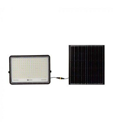 V-Tac 30W Solar flomlys LED - Svart, inkl. solcelle, fjernkontroll, innebygd batteri, IP65