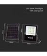 V-Tac 12W Solar flomlys LED - Svart, inkl. solcelle, fjernkontroll, IP65