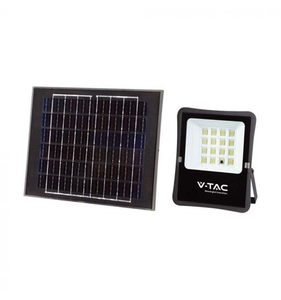 V-Tac 12W Solar flomlys LED - Svart, inkl. solcelle, fjernkontroll, IP65