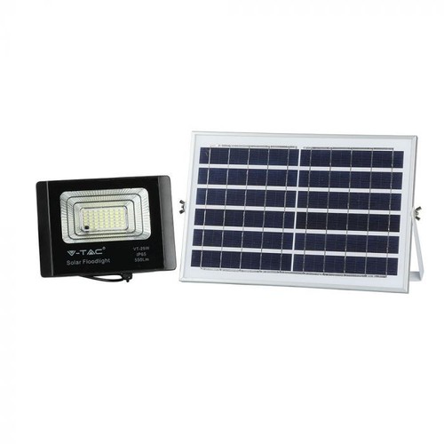 V-Tac 12W Solar flomlys LED - Svart, inkl. solcelle, fjernkontroll, IP65