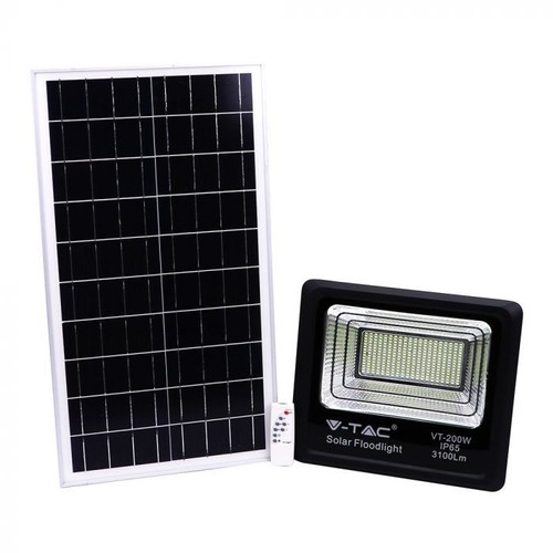 V-Tac 40W Solar flomlys LED - Svart, inkl. solcelle, fjernkontroll, IP65