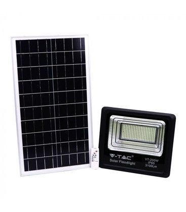 V-Tac 40W Solar flomlys LED - Svart, inkl. solcelle, fjernkontroll, IP65