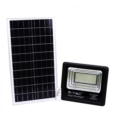 V-Tac 40W Solar flomlys LED - Svart, inkl. solcelle, fjernkontroll, IP65