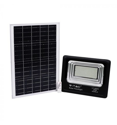 V-Tac 50W Solar flomlys LED - Svart, inkl. solcelle, fjernkontroll, IP65