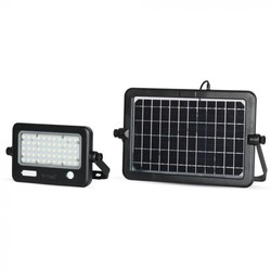  V-Tac 10W LED Solar flomlys - Svart, inkl. solcelle, sensor, IP65
