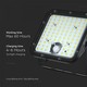 V-Tac 30W Solar flomlys LED - Svart, inkl. solcelle, fjernkontroll, innebygd batteri, IP65