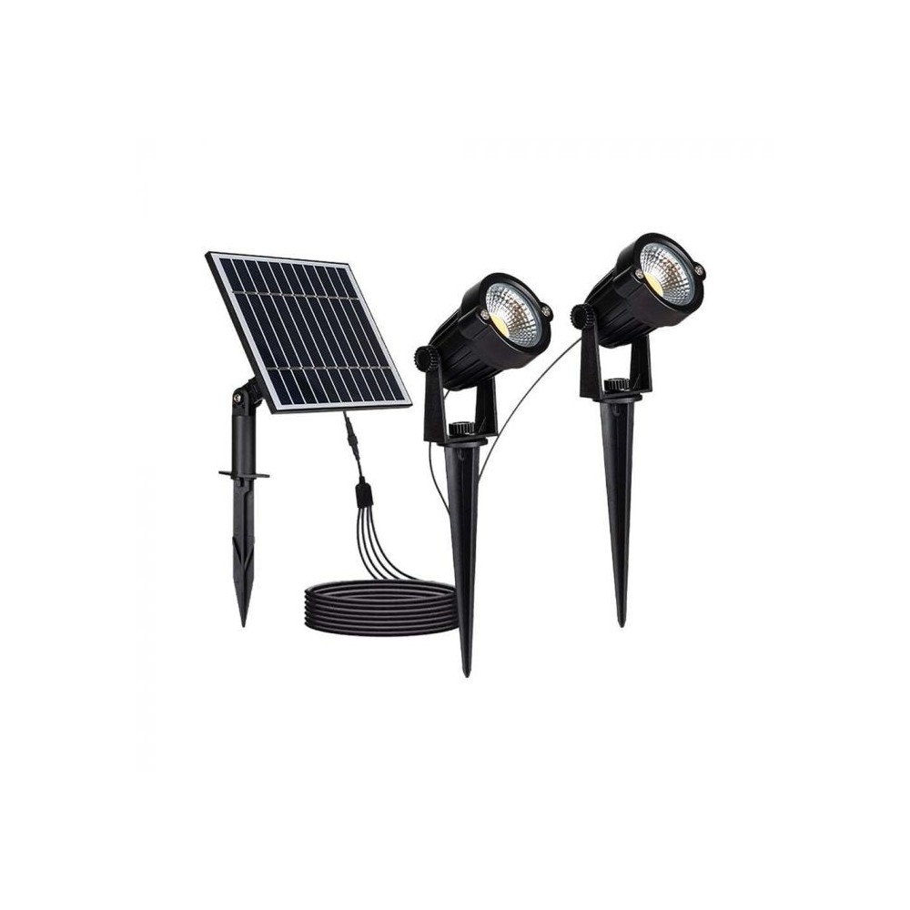 V-Tac 2×1.2W Solar hagelamper LED – Sort, med spyd, IP65 – Kulør : Varm