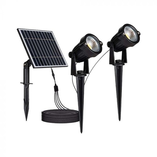 V-Tac 2x1.2W Solar hagelamper LED - Sort, med spyd, IP65