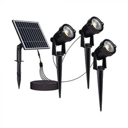 Solcelle hagelamper V-Tac 3x1.2W Solar hagelamper LED - Sort, med spyd, IP65