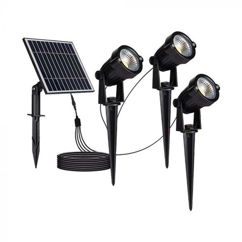 V-Tac 3x1.2W Solar hagelamper LED - Sort, med spyd, IP65