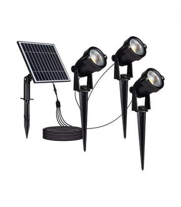 V-Tac 3x1.2W Solar hagelamper LED - Sort, med spyd, IP65