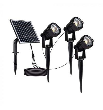 V-Tac 3x1.2W Solar hagelamper LED - Sort, med spyd, IP65