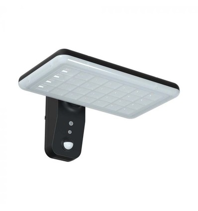 15W Solcelle vegglampe LED - IP65, sort, sensor