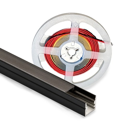 120cm Lys til akustikkpanel, sort - Komplett sett med aluprofil og COB LED-stripe