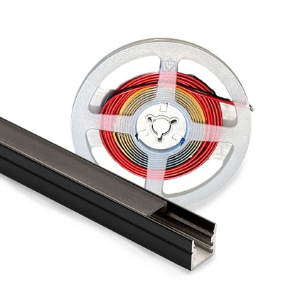 120cm Lys til akustikkpanel, sort - Komplett sett med aluprofil og COB LED-stripe