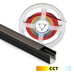 CCT LED strips Lys til akustikkpanel, 120cm, svart - Komplett sett med aluprofil og CCT LED stripe