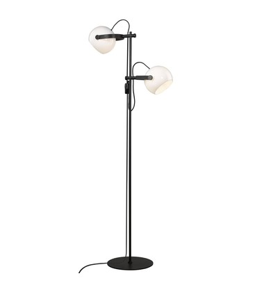 Outlet: Halo Design - D.C gulvlampe 2L Ø18 E27, Opal med eik-Sort