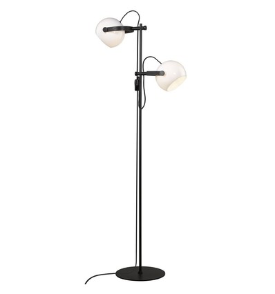 Outlet: Halo Design - D.C gulvlampe 2L Ø18 E27, Opal med eik-Sort