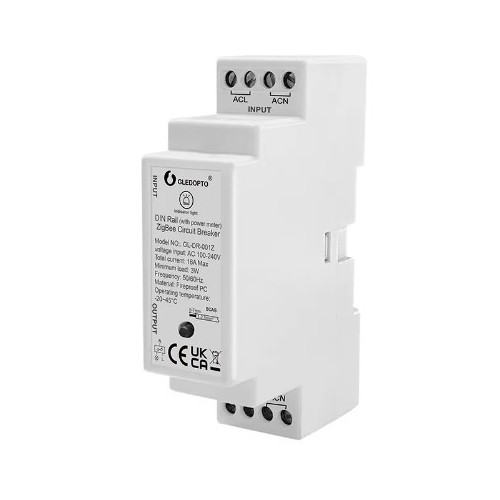 Gledopto ZigBee relé - DIN-skinne, Zigbee 3.0, 16A