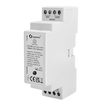 Gledopto ZigBee relé - DIN-skinne, Zigbee 3.0, 16A