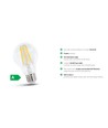 Spectrum 6,8W LED pære - 213 lm/W, A60, karbon filamenter, klart glas, E27