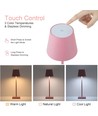 Oppladbar LED bordlampe Innendørs/utendørs - Pink, berøringsdimbar, CCT, IP54 utendørs