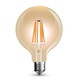 V-Tac 6W LED globe pære - Karbon filamenter, Ø9,5 cm, dimbar, ekstra varm hvit, E27
