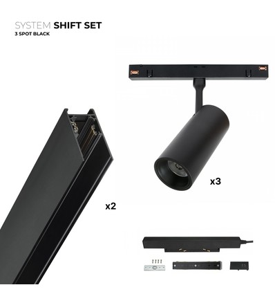 Spectrum SHIFT 3x spot sett - 2 meter komplett + spots, Sort