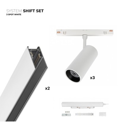 Spectrum SHIFT 3x spot sett - 2 meter komplett + spots, Hvit