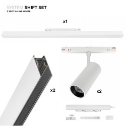 SHIFT system Spectrum SHIFT 2x spot + lysskinne sett - 2 meter komplett + spotter og grunnbelysning, Hvit