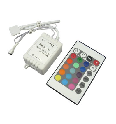 RGB controller med fjernkontroll - 12V (72W), 24V (144W), infrarød