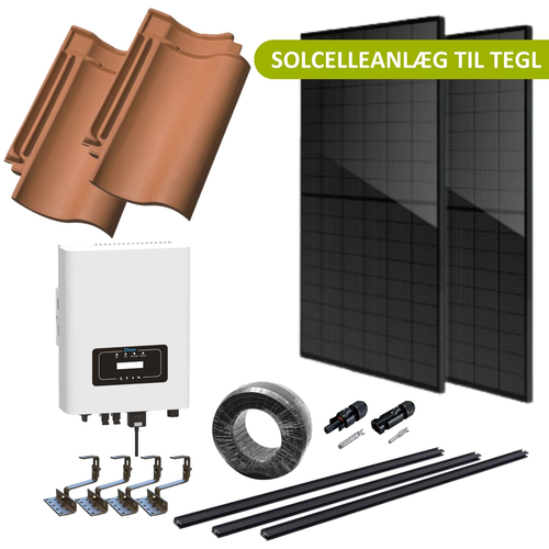 3kW komplett 3-faset solcelleanlegg - Til tegl, DEYE inverter, Sort i sort (TN-nett)