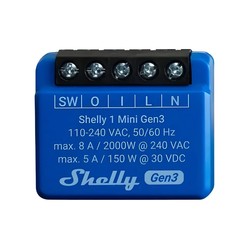  Shelly Plus 1 Mini (GEN 3) - WiFI relé med potensialfritt kontaktsett (230VAC)