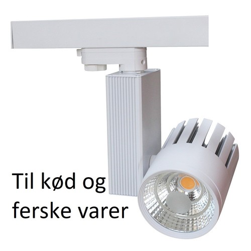 30W 3-faset skinnespot - 2700lm, Til kjøtt