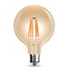 E27 8W dimbar LED globepære - Ø12,5 cm, Karbonfilament, ekstra varm hvit