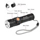 Kraftig LED lommelykte med zoom - Opp til 1000 lumens, USB lading, svart
