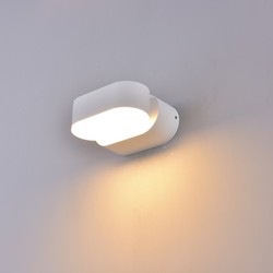 Utendørs vegglampe V-Tac 6W LED hvit vegglampe - Oval, roterbar 350 grader, IP65 utendørs, 230V, inkl. lyskilde