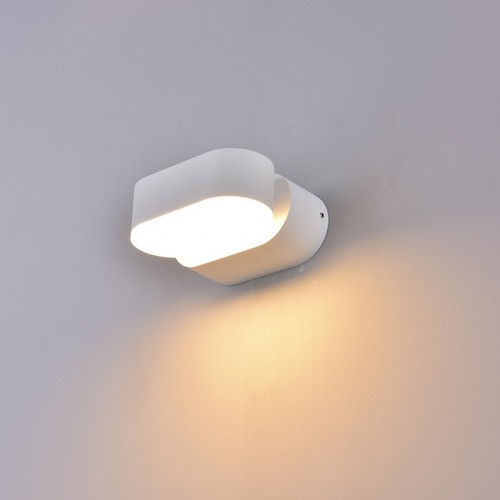 6W LED hvit vegglampe - IP65 utendørs, Oval, roterbar 350 grader, inkl. lyskilde