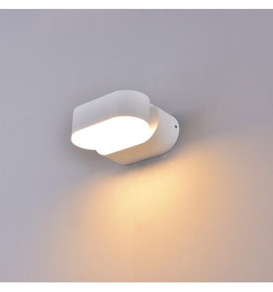 V-Tac 6W LED hvit vegglampe - Oval, roterbar 350 grader, IP65 utendørs, 230V, inkl. lyskilde