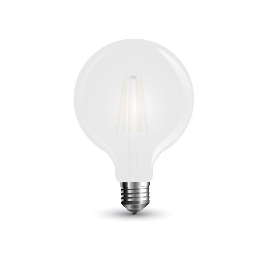 V-Tac 7W LED globepære - Karbon filamenter, Ø9,5 cm, mattert, E27 - Dimbar : Ikke dimbar, Kulør : Varm