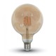 V-Tac 6W LED globepære - Karbon filamenter, Ø12,5 cm, ekstra varm hvit, 2200K, E27