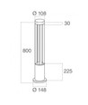 V-Tac 10W LED hage lampe - Hvit, 80 cm, IP65, 230V