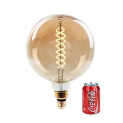 E27 Globe LED pærer V-Tac 8W LED kjempe globepære - Karbon filamenter, Ø20 cm, dimbar, ekstra varm hvit, 2000K, E27