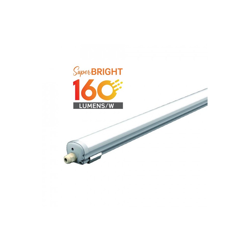 V-Tac vanntett 24W komplett LED armatur - 120 cm, 160 lm/W, IP65, 230V - Dimbar : Ikke dimbar, Kulør : Nøytral
