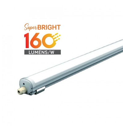 V-Tac vanntett 24W komplett LED armatur - 120 cm, 160 lm/W, gjennomgangskobling, IP65, 230V