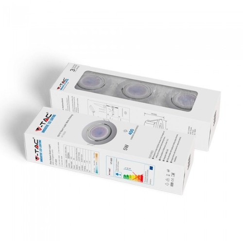 3-pakning 5W Innfellingsspot - Innendørs, hvit front, komplett med GU10-holder og LED-spot