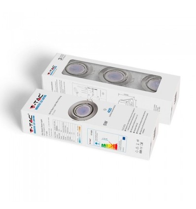 3-pakning 5W innfellingsspot - Stålfront, komplett med GU10-holder og LED-spot